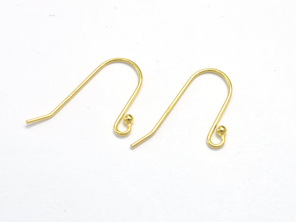 10pcs 24K Gold Vermeil Ear wire, Earring Hook, Fishhook, 925 Sterling Silver Earring Hook, 18x10mm-Metal Findings & Charms-BeadXpert