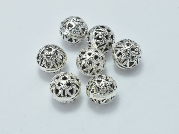 6pcs 925 Sterling Silver Beads-Antique Silver, 6mm Filigree Round Beads-Metal Findings & Charms-BeadXpert