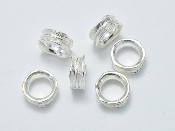4pcs 925 Sterling Silver Beads, 7x3mm, Rondelle Spacer Beads, Big Hole Beads-BeadXpert