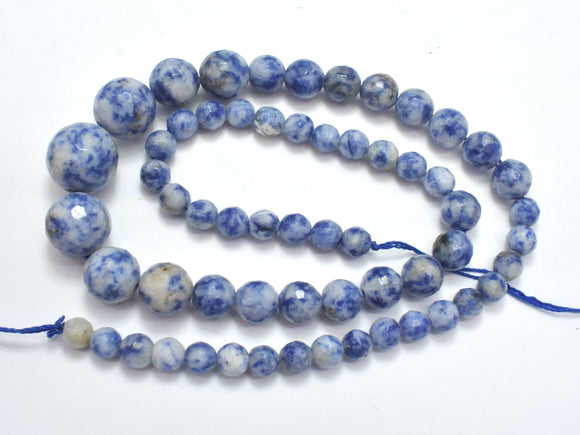 BLUE SPOT JASPER BEADS, 6-14MM GRADUATED FACETED ROUND-Gems: Round & Faceted-BeadXpert
