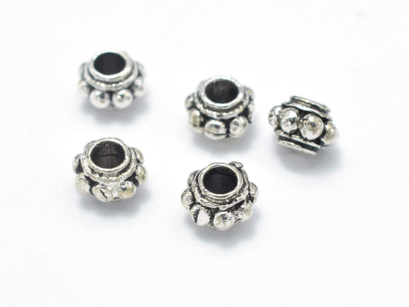 10pcs 925 Sterling Silver Beads-Antique Silver, 4mm Rondelle Beads, Spacer Beads, 4x2.5mm, Hole 1.7mm-Metal Findings & Charms-BeadXpert