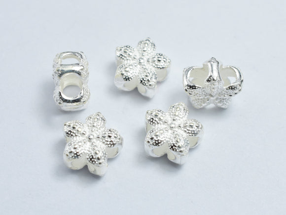 2pcs 925 Sterling Silver Flower Beads, 8x4.7mm-BeadXpert