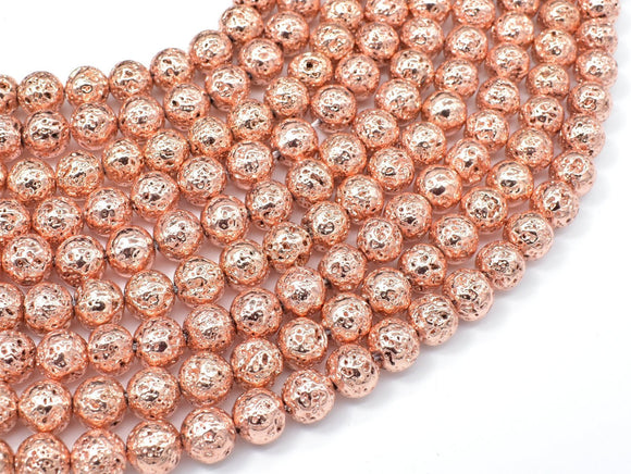 Lava-Copper Plated, 8mm (8.6mm) Round Beads-Gems: Round & Faceted-BeadXpert