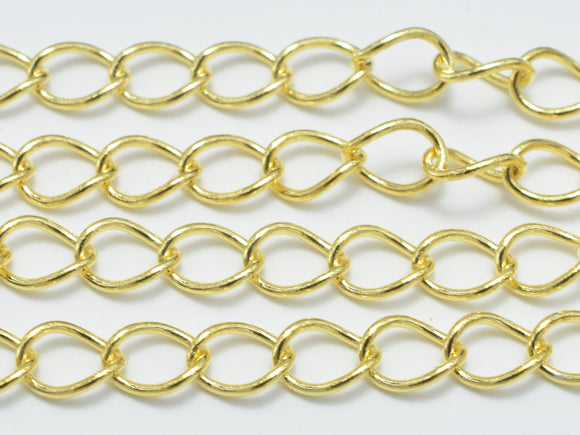 1foot 24K Gold Vermeil Curb Chain, 925 Sterling Silver Chain, Curb Chain, Jewelry Chain, 3x4mm-Metal Findings & Charms-BeadXpert