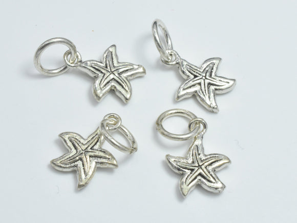 2pcs 925 Sterling Silver Charms - Antique Silver, Starfish Charm, 9x12mm-BeadXpert