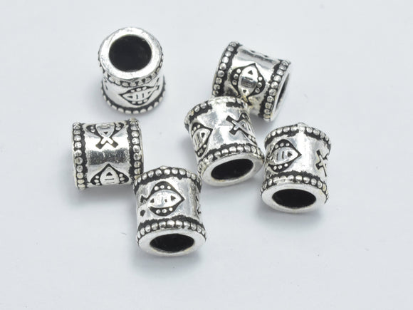 4pcs 925 Sterling Silver Beads-Antique Silver, 5.5x5.5mm Tube Beads,-Metal Findings & Charms-BeadXpert