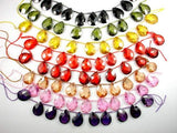 CZ beads, 12mm x 16mm Faceted Pear Briolette-Cubic Zirconia-BeadXpert