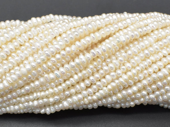 Fresh Water Pearl Beads-White, Approx 2-3mm Potato Beads-Pearls & Glass-BeadXpert