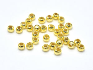 Approx 100pcs 24K Gold Vermeil 2mm Round Beads, 925 Sterling Silver Beads-Metal Findings & Charms-BeadXpert