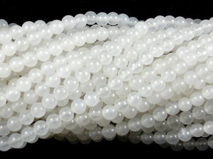White Jade Beads, Round, 4mm (4.7mm), 15 Inch-Gems: Round & Faceted-BeadXpert