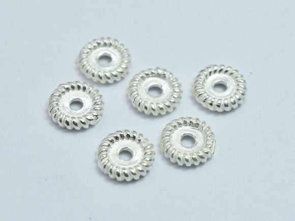 6pcs 925 Sterling Silver Beads, 6mm Round Spacer Beads-BeadXpert