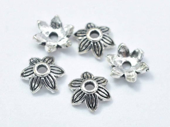 10pcs 925 Sterling Silver Bead Caps-Antique Silver, 7x2.4mm Flower Bead Caps-Metal Findings & Charms-BeadXpert