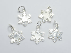 2pcs 925 Sterling Silver Charm, Snowflake Charm, 12mm-Metal Findings & Charms-BeadXpert