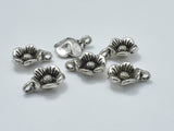 Flower Charms, Zinc Alloy, Antique Silver Tone, 10x14 mm, 20pcs, Hole 2.1mm-Metal Findings & Charms-BeadXpert