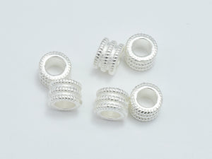 4pcs 925 Sterling Silver Beads, 5x3.5mm Tube Beads, Big Hole Tube-Metal Findings & Charms-BeadXpert