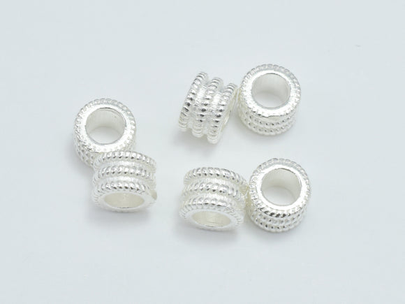 4pcs 925 Sterling Silver Beads, 5x3.5mm Tube Beads, Big Hole Tube-Metal Findings & Charms-BeadXpert