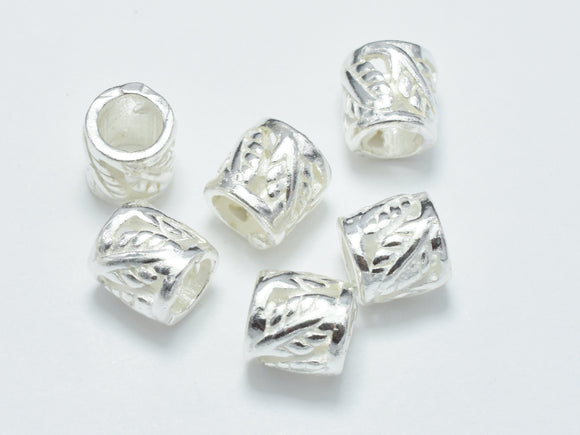 4pcs 925 Sterling Silver Beads, 5x5mm Tube Beads, Big Hole Filigree Beads, Spacer Beads-BeadXpert