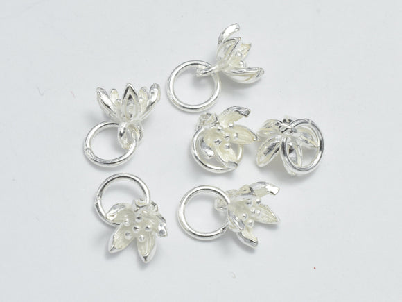 4pcs 925 Sterling Silver Charms, Lotus Flower Charms, 6mm-BeadXpert