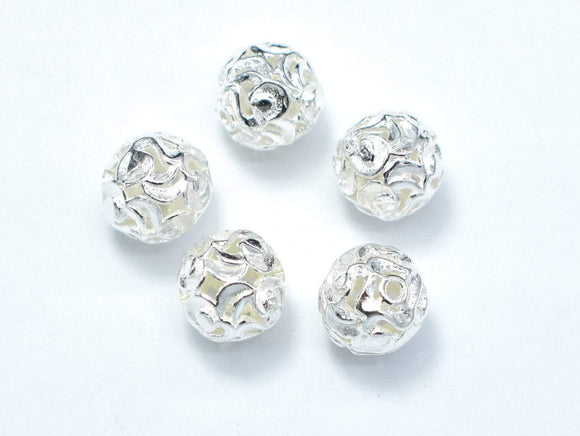 8mm 925 Sterling Silver Beads, 8mm Round Beads, 2pcs-Metal Findings & Charms-BeadXpert