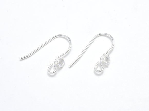 4pcs 925 Sterling Silver Earwire, Earring Hook, Fishhook, 15x10mm-Metal Findings & Charms-BeadXpert