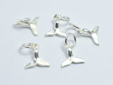 4pcs 925 Sterling Silver Charm-Whale Tail Charm, Whale Tail Pendant, 8.7x9.3mm-BeadXpert