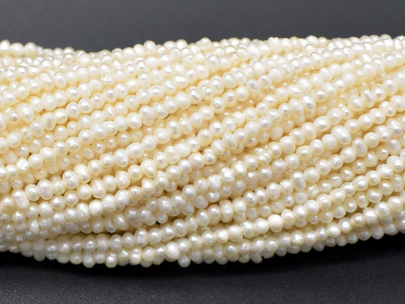 Fresh Water Pearl Beads-White, Approx 1.8-2mm Potato Beads-Pearls & Glass-BeadXpert