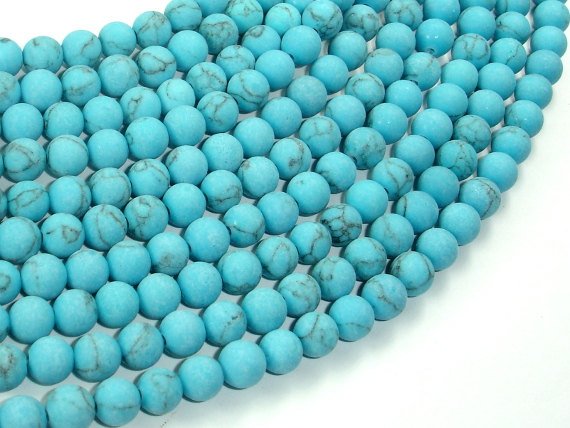 Matte Howlite Turquoise Beads, 6mm Round Beads-BeadXpert