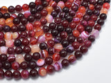 Banded Agate Beads, Red & White, 6mm Round-Agate: Round & Faceted-BeadXpert