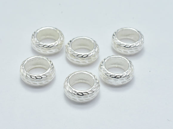 4pcs 925 Sterling Silver Beads, 7.5mm Rondelle Beads, Big Hole Spacer Beads, 7.5x3.2mm-Metal Findings & Charms-BeadXpert