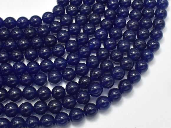 Jade - Dark Blue, 8mm, Round Beads, 14.5 Inch-BeadXpert