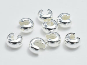 20pcs 925 Sterling Silver Crimp Cover, 3mm-Metal Findings & Charms-BeadXpert