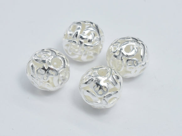 2pcs 8mm 925 Sterling Silver Beads, 8mm Filigree Round Beads-Metal Findings & Charms-BeadXpert