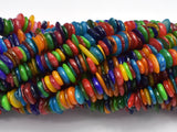 Mother of Pearl Beads, MOP, Multi Color 7-10mm Disc Chips, 32 Inch-BeadXpert