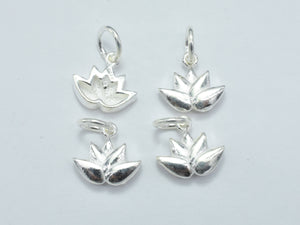 2pcs 925 Sterling Silver Charm, Lotus Flower Charm, 11x10mm-Metal Findings & Charms-BeadXpert