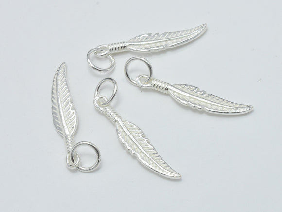 4pcs 925 Sterling Silver Charms, Leaf Charms, 22x5mm-BeadXpert