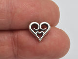 2pcs (1pair) 925 Sterling Silver Heart Earring Stud Post, 9.6x8.8mm Heart, 11mm Long-BeadXpert