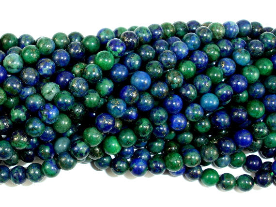 Azurite Malachite Beads, 4mm (4.3mm) Round-BeadXpert