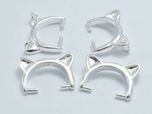 4pcs 925 Sterling Silver Pendant Setting, Kitty Pendant Setting, 12x8mm, for 8mm bead-BeadXpert