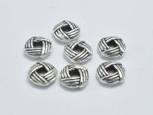 4pcs 925 Sterling Silver Beads-Antique Silver, 6.5x6.5 Square Beads-Metal Findings & Charms-BeadXpert