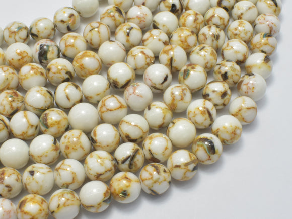 Shell Howlite-White, 8mm (8.5mm)-Gems: Round & Faceted-BeadXpert