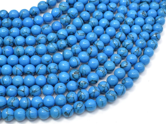 Howlite Turquoise Beads, Blue, 6mm Round Beads-Gems: Round & Faceted-BeadXpert