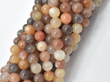 Peach / Gray / White Mixed Moonstone, 8mm Round Beads-Gems: Round & Faceted-BeadXpert