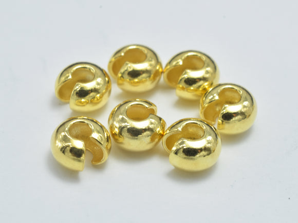 10pcs 24K Gold Vermeil Crimp Cover, 925 Sterling Silver Crimp Cover Beads, 4mm-Metal Findings & Charms-BeadXpert
