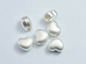 2pcs Matte 925 Sterling Silver 7.6x7mm Heart Beads-BeadXpert