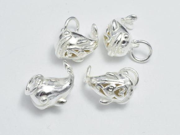 1pc 925 Sterling Silver Charms, Whale Charms, 13x9x8mm-BeadXpert