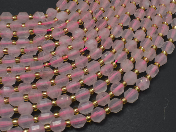 Rose Quartz Beads, 6mm Faceted Prism Double Point Cut-Gems: Round & Faceted-BeadXpert