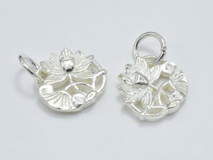 1pc 925 Sterling Silver Charm, Lotus Flower Charm, 12mm-Metal Findings & Charms-BeadXpert