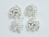 1pc 925 Sterling Silver Charms, Filigree Elephant Charm, 11x9mm-Metal Findings & Charms-BeadXpert