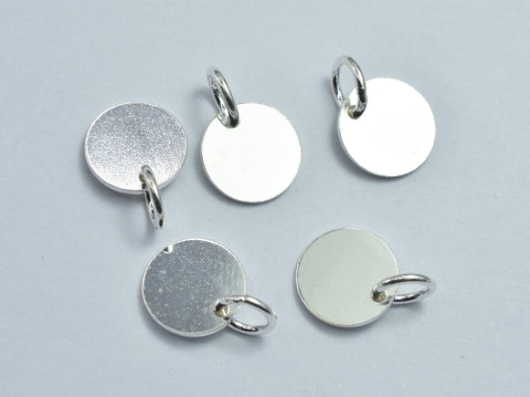 4pcs 925 Sterling Silver Round Disc Blank Charms, 8mm-BeadXpert