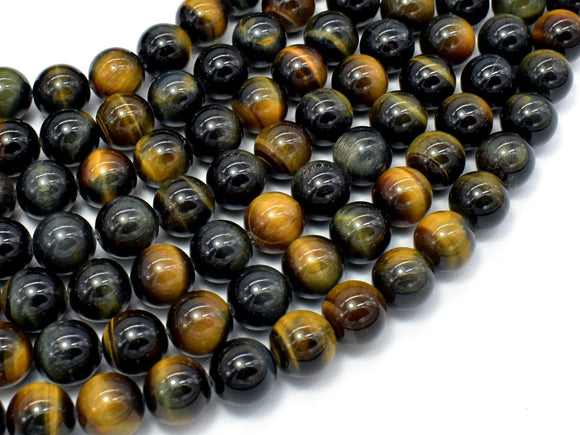 Blue / Yellow Tiger Eye, 10mm (10.3mm) Round-Gems: Round & Faceted-BeadXpert